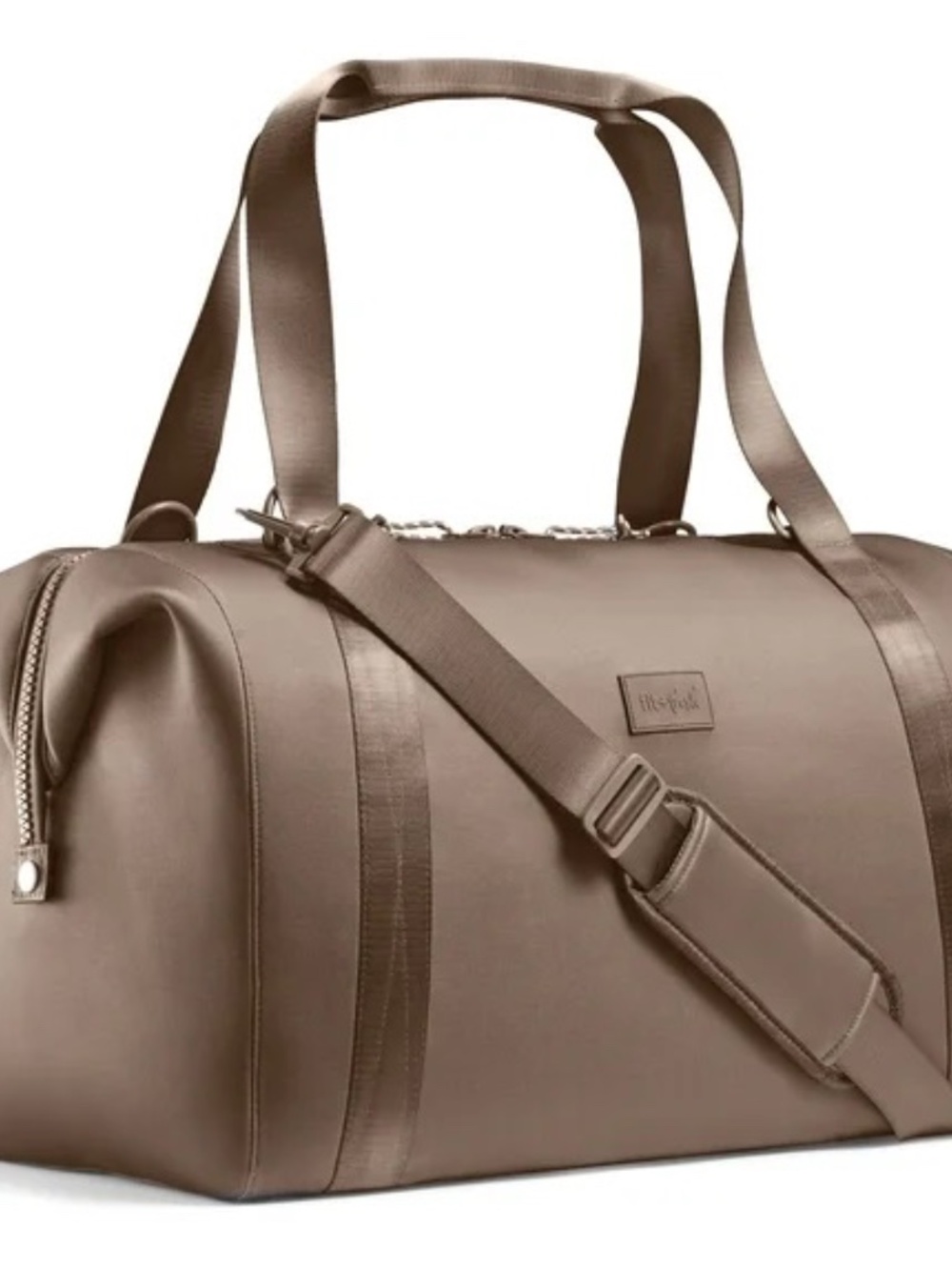 Large Fit + Fresh Premium Neoprene Weekender Bag in taupe, Like New